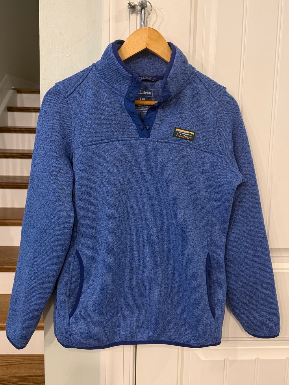 L.L.Bean Sweater Fleece Pullover Women’s Small Blue Snap Neck Outdoor
